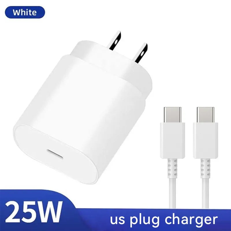PD 25W USB C Charger Quick Charge 3.0 Super Fast Charging With Type C Cable For Samsung Galaxy S23 S22 S21Ultra Note 20
