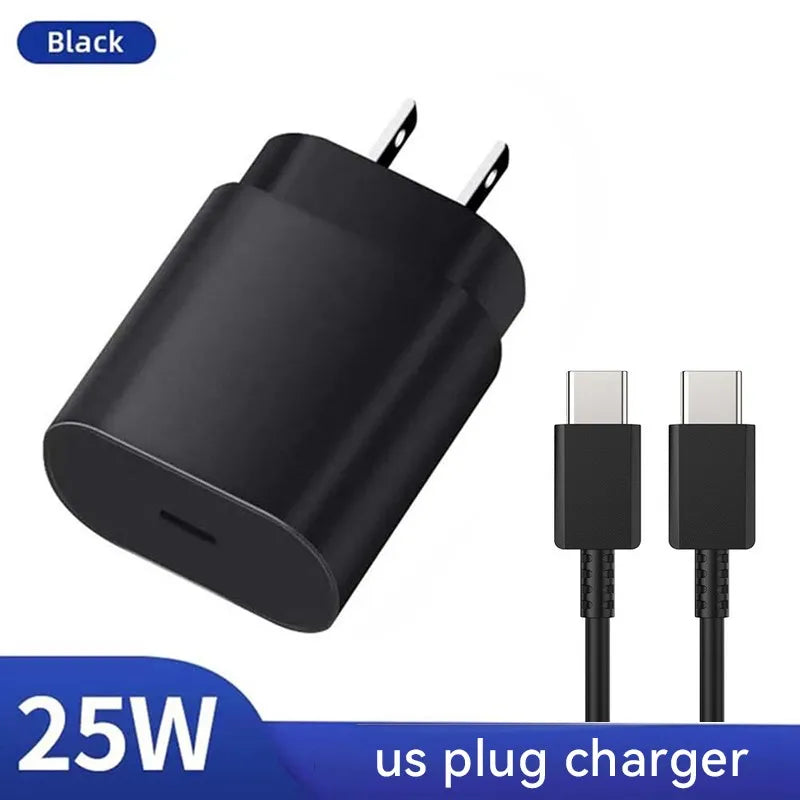 PD 25W USB C Charger Quick Charge 3.0 Super Fast Charging With Type C Cable For Samsung Galaxy S23 S22 S21Ultra Note 20