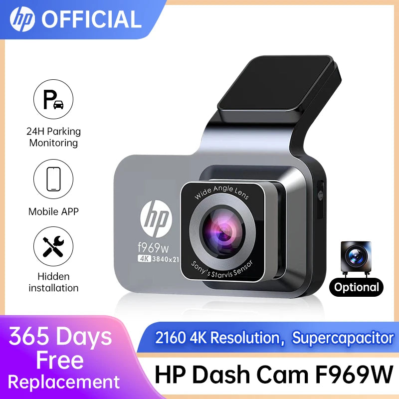 HP F969 dash cam car camera 4k HD night vision WiFi DVR video loop video parking monitoring car dashcam auto 2160 4K dash cam