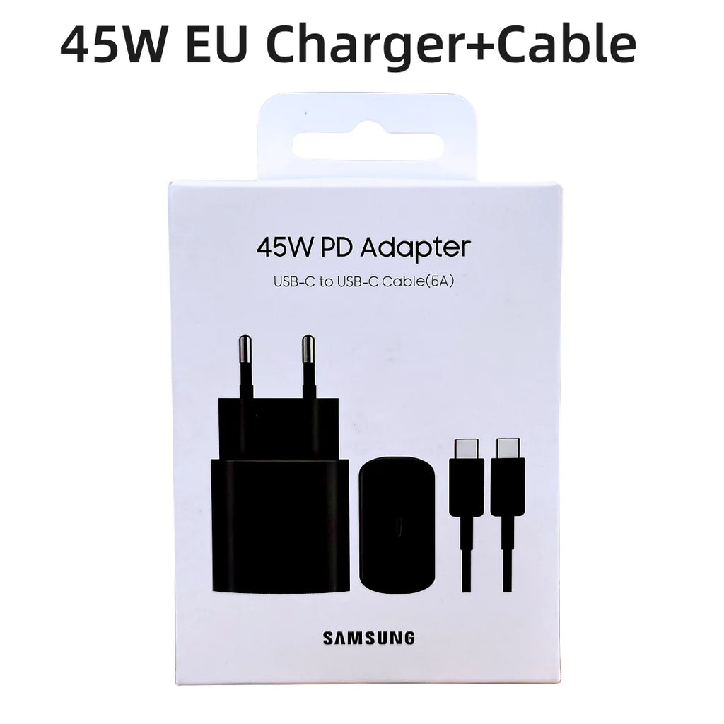 Original Samsung Charger 45W Super Fast Charge EU CERTIFIED Adapter For Galaxy Z Fold 5 4 3 Flip 5 4 3 S23 S24 Ultra S20 S22 S21