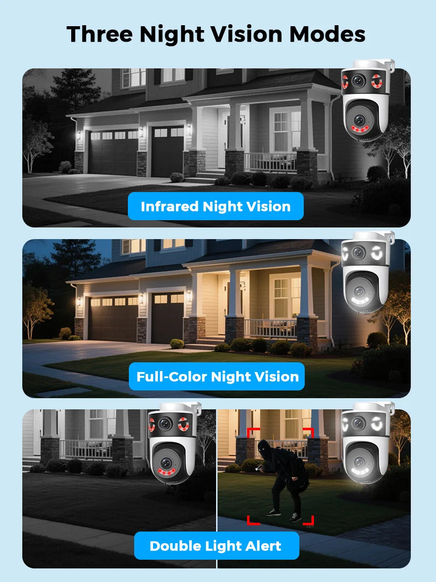 10MP 5K Dual Lens PTZ WIFI Camera Dual Screen 8MP Ai Human Detection Auto Tracking Wireless Outdoor Surveillance IP Camera O-KAM