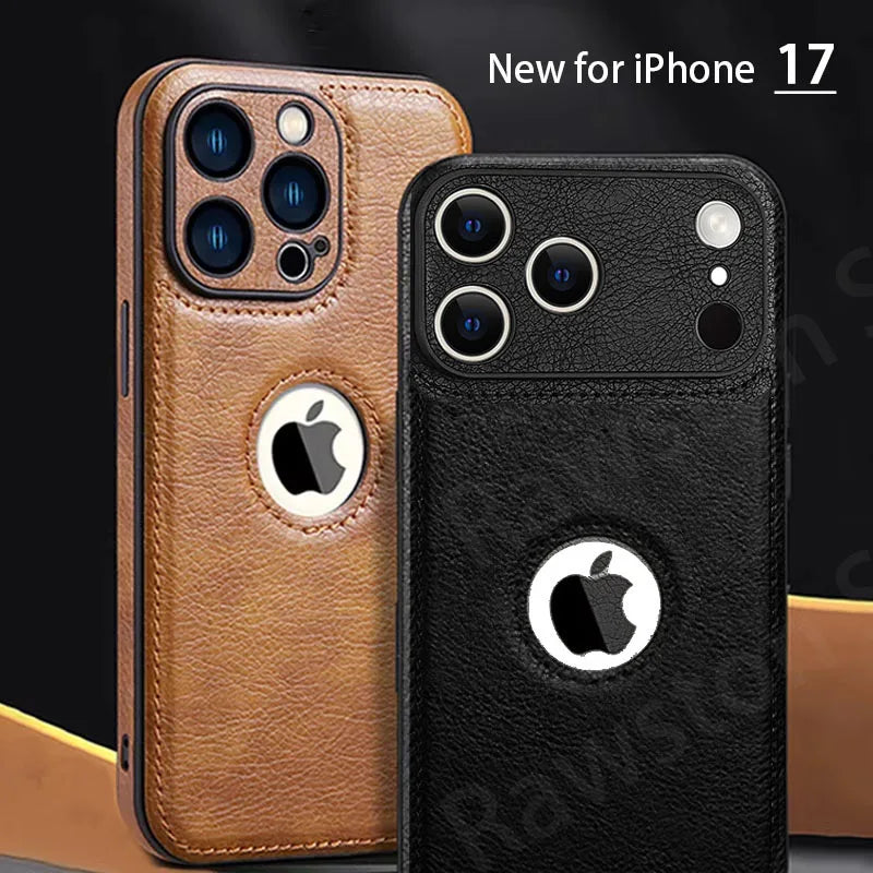 High Quality PU Leather Case for Apple iPhone 17 Pro Max 11 12 13 14 15 16 Plus Logo View Luxury Business Mobile Phone Cover