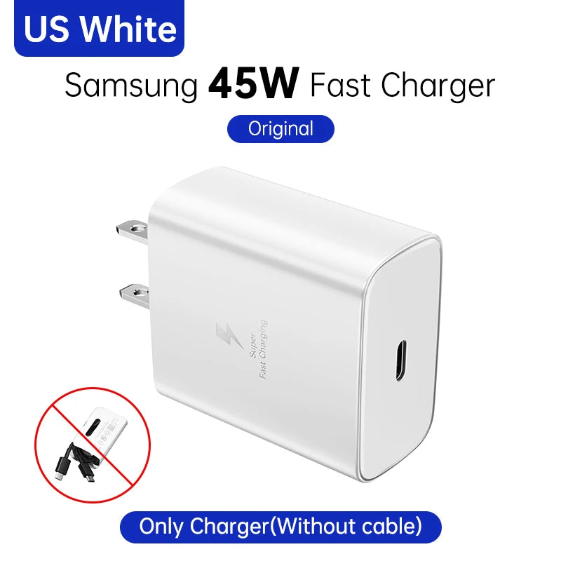 SAMSUNG Charger PD 45W Super Fast Charging Original EU Wall Charger 5A Type C Cable Galaxy S25 S24 S23 S22 Ultra A54 A53 Note20