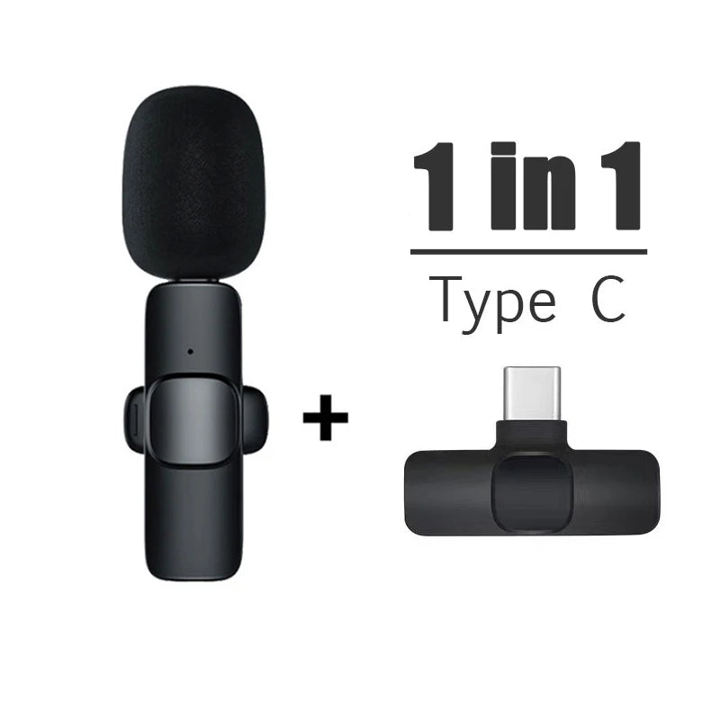 Lavalier Wireless Bluetooth Microphone Portable Audio Video Recording Mini Mic For iPhone Live Broadcast Gaming Phone Type-C