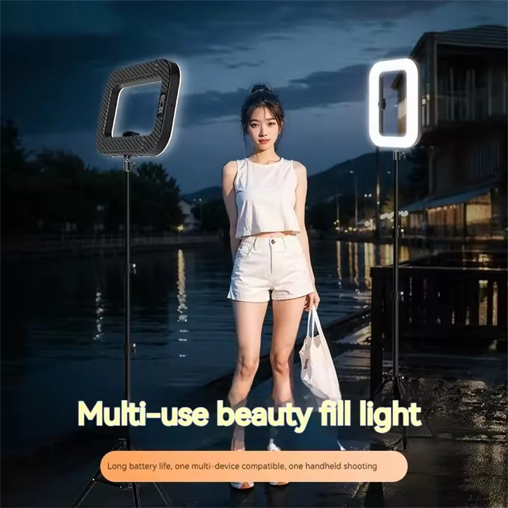 BSLIUFANG Handheld Ring LED Rechargeable Fill light Portable Mobile Phone Live Broadcast Photography Rabbit Cage Selfie Light