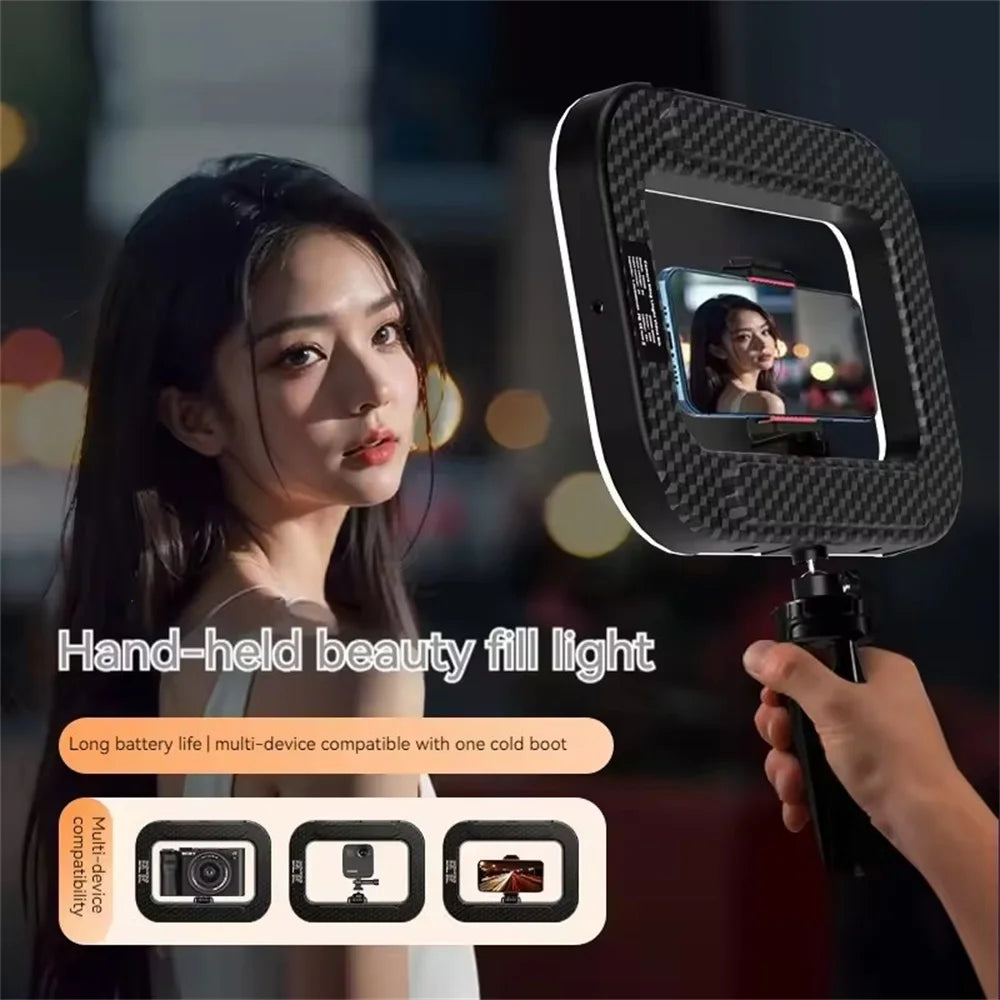 BSLIUFANG Handheld Ring LED Rechargeable Fill light Portable Mobile Phone Live Broadcast Photography Rabbit Cage Selfie Light
