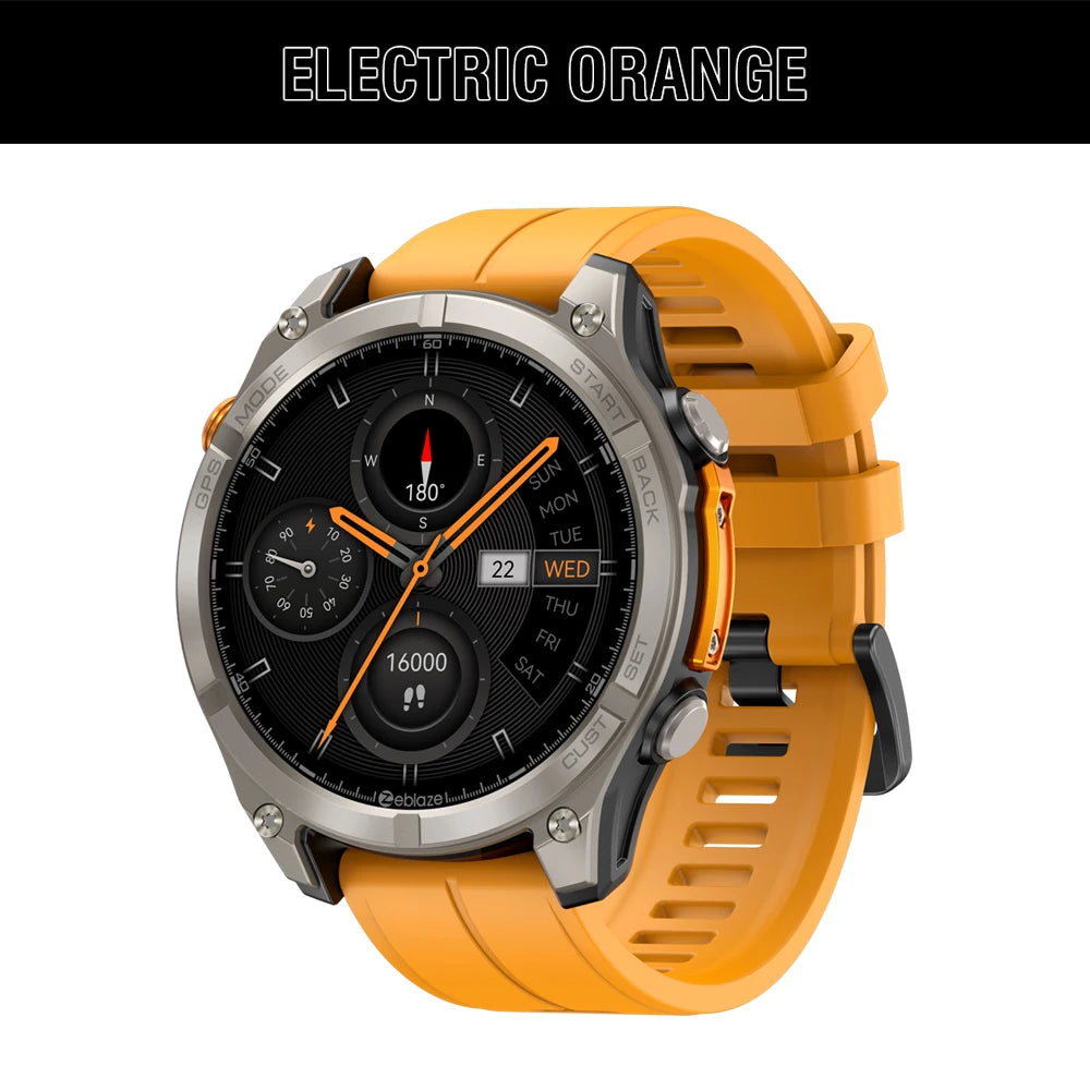 NEW 2025 Zeblaze Stratos 4 GPS Smartwatch 1.43" AMOLED Screen Compass Barometric Altimeter Flashlight Voice Calling Smart Watch