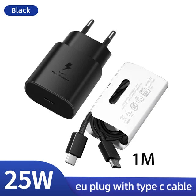SAMSUNG Charger PD 45W Super Fast Charging Original EU Wall Charger 5A Type C Cable Galaxy S25 S24 S23 S22 Ultra A54 A53 Note20