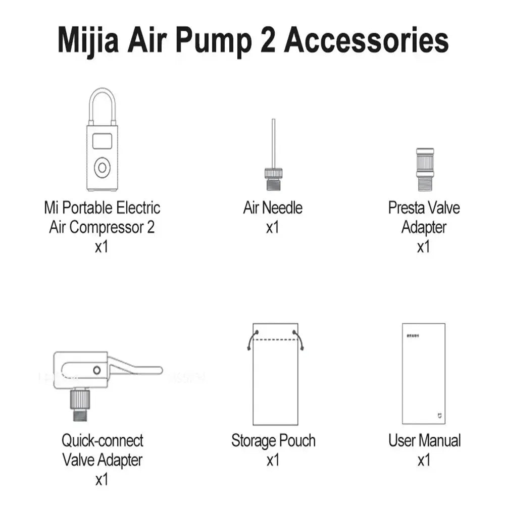 Xiaomi Mijia Air  Pump Compressor 2 Portable   Electric Air Compressor 2 Tire Sensor Mi Inflatable Treasure 2 for Car Bike Ball