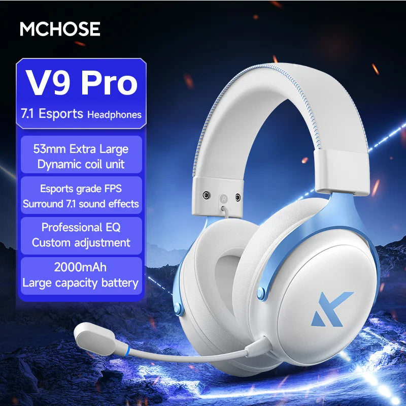 Original MCHOSE V9Pro Music Esports Gaming Headphones 3-mode Wireless Noise Reduction Mic Customized Head-mounted Pc Accessories