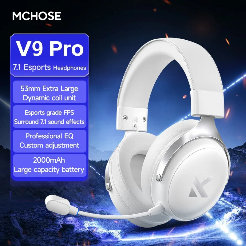 Original MCHOSE V9Pro Music Esports Gaming Headphones 3-mode Wireless Noise Reduction Mic Customized Head-mounted Pc Accessories
