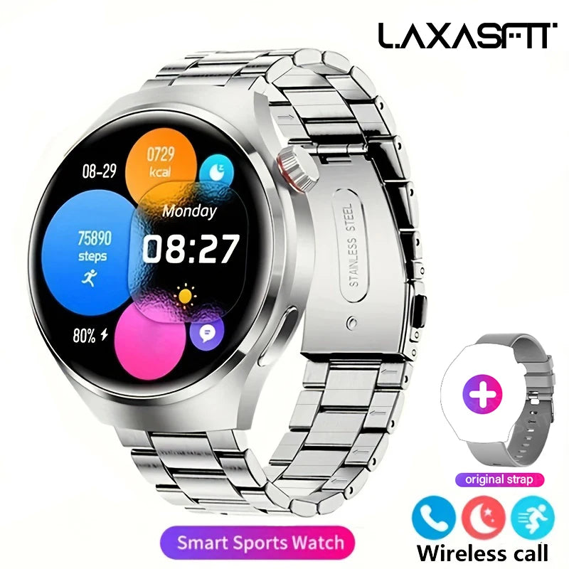 LAXASFIT 2025 New Men's Smart Watch HD Screen Heart Rate Bluetooth Call NFC Smartwatch For Men Women Holiday Gifts