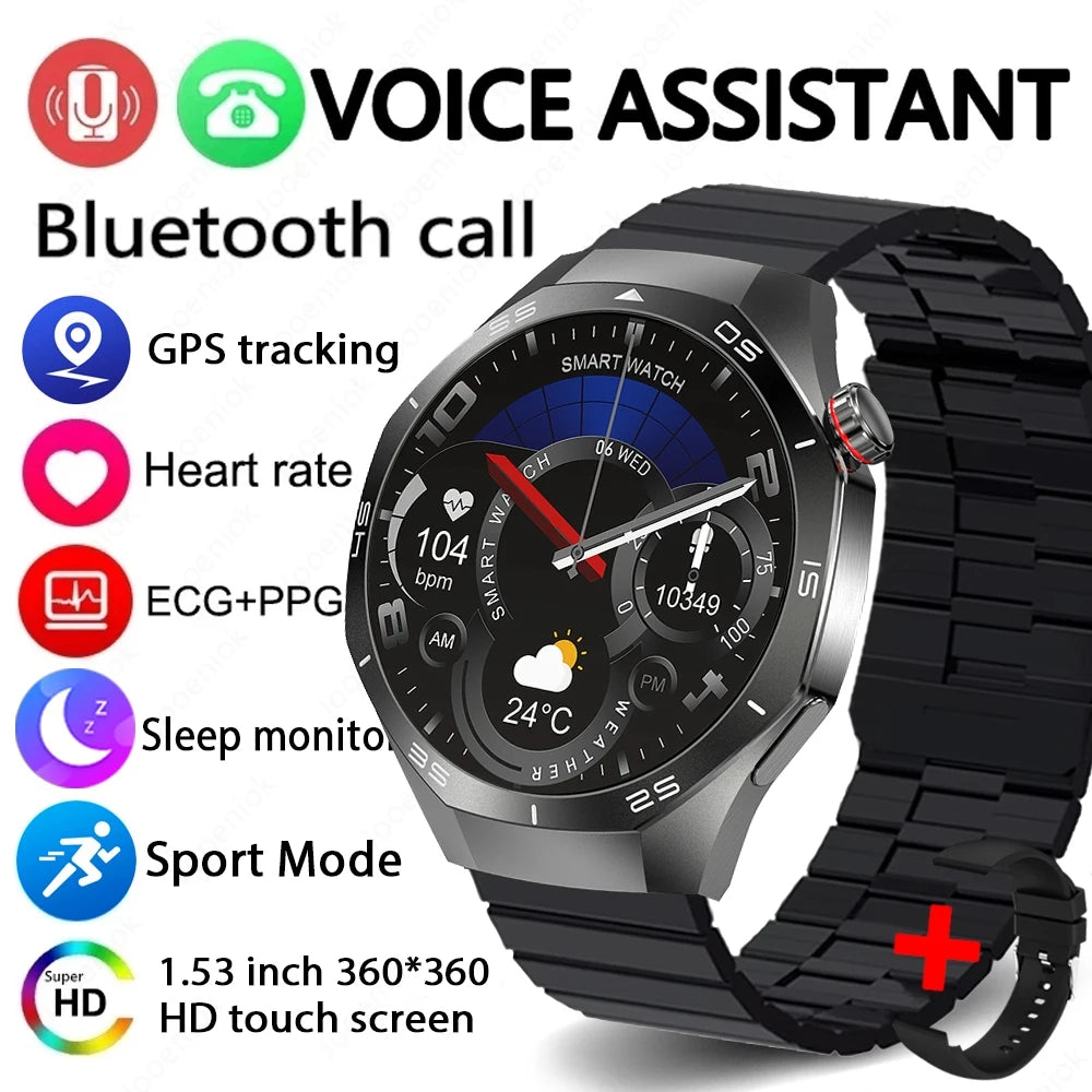 2025 New GT5 Pro GPS Track Smart Watch Men 360*360 AMOLED Screen NFC BT Call Waterproof Health Monitor Man Smartwatches IOS