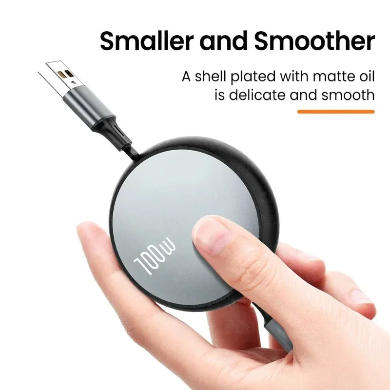 6A 100W 3 in 1 Fast USB Cable for Huawei/Honor Retractable Portable 3 in 1 Micro USB Type C Charger Cable For iPhone Samsung