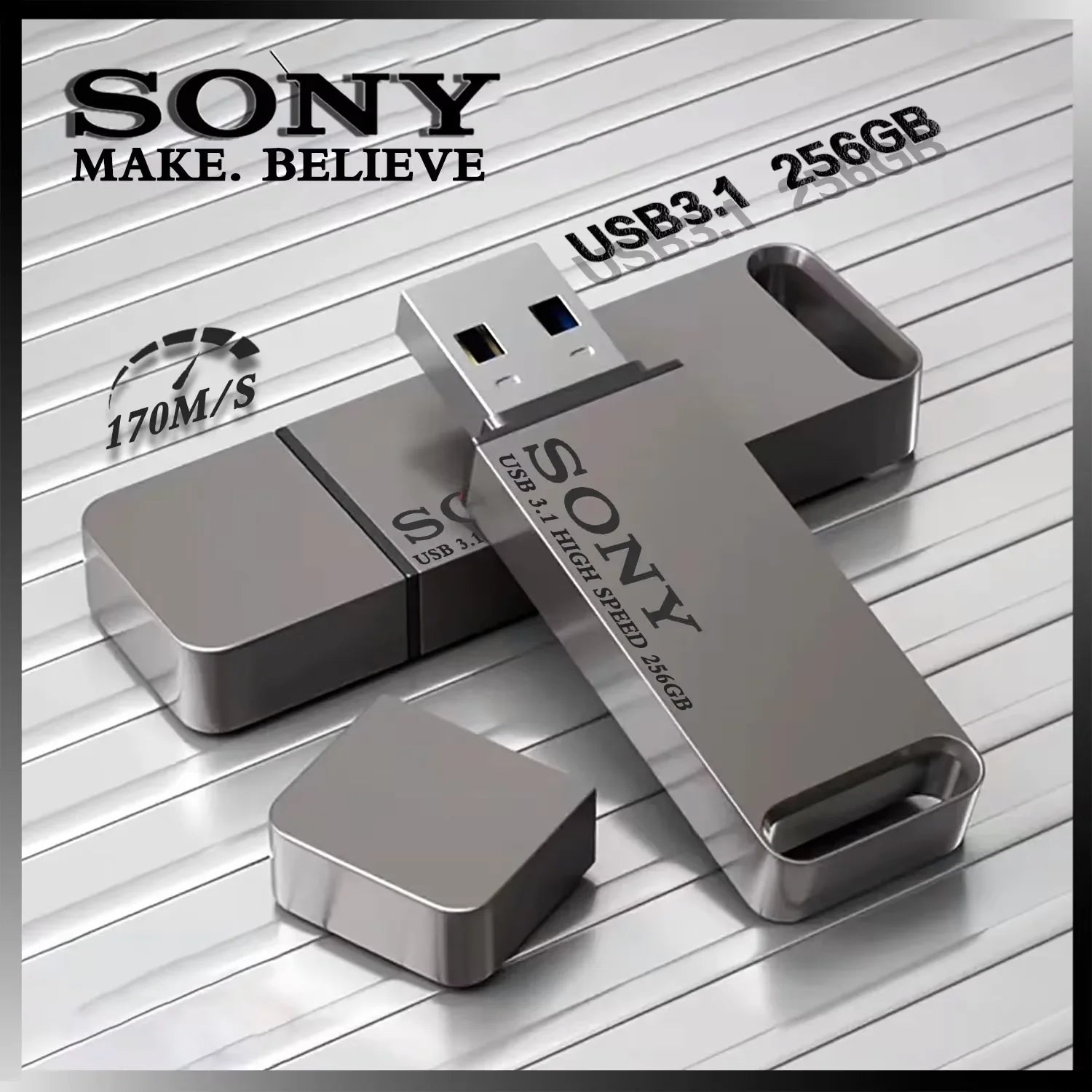 Sony 2TB USB 3.1 Type-C High-Speed Flash Drive Metal U Disk Waterproof Memory Stick for PC Phone Data Transfer