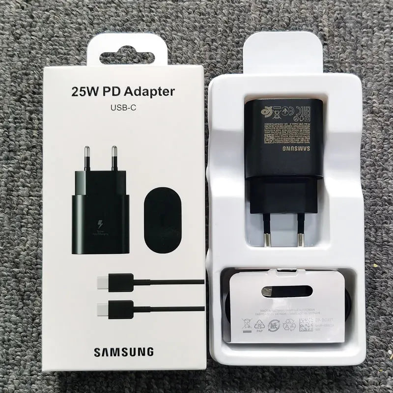 Samsung S24 S23 S22 S21 S20 FE 25W PD Charger Super Fast Charge Adapter For Galaxy Z Flip Fold 6 5 4 3 2 A15 A25 A35 A55 A54 A73