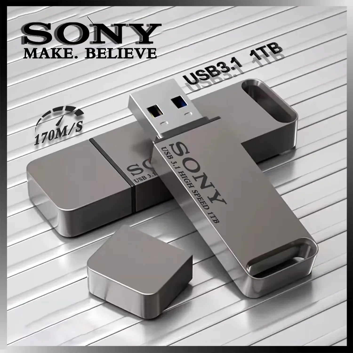 Sony 2TB USB 3.1 Type-C High-Speed Flash Drive Metal U Disk Waterproof Memory Stick for PC Phone Data Transfer