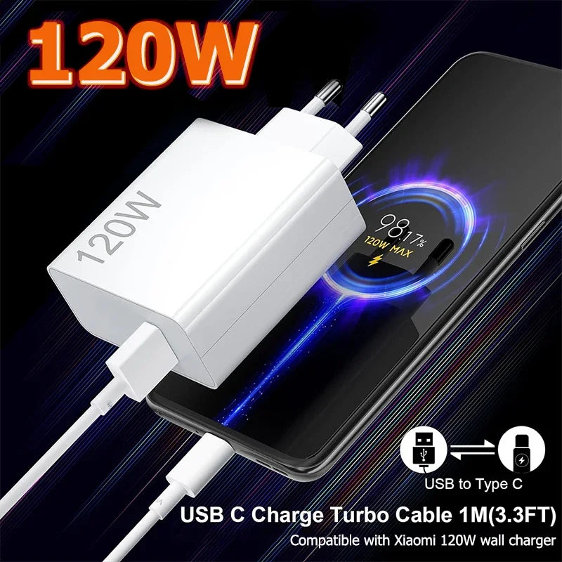 Original Xiaomi 120W 67W Charger Gan ES US Hyper Fast Charging Adapter Type C Cable Mi 13T 12T Redmi Note 13 12 Pro Plus 5G