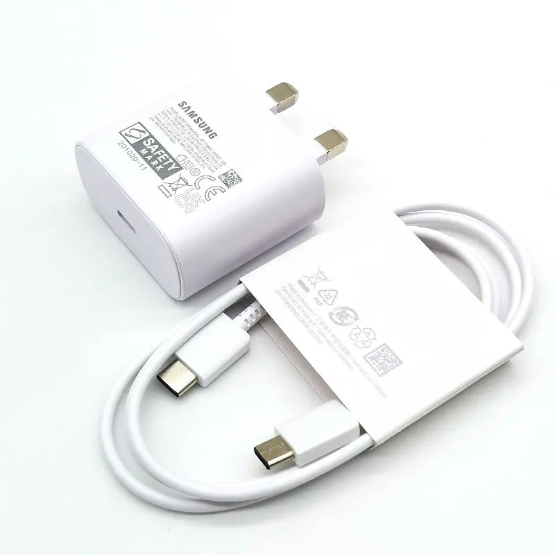 For Samsung 25W UK Plug Super Fast Charger Adapter For Galaxy Z Flip Fold 6 5 4 3 2 S24 S23 S22 S21 S20 Ultra FE A15 A25 A35 A55