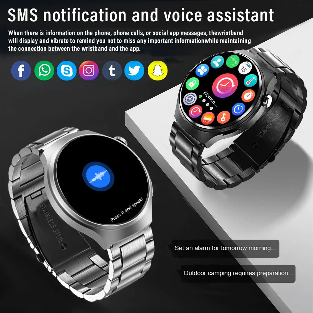 LAXASFIT 2025 New Men's Smart Watch HD Screen Heart Rate Bluetooth Call NFC Smartwatch For Men Women Holiday Gifts