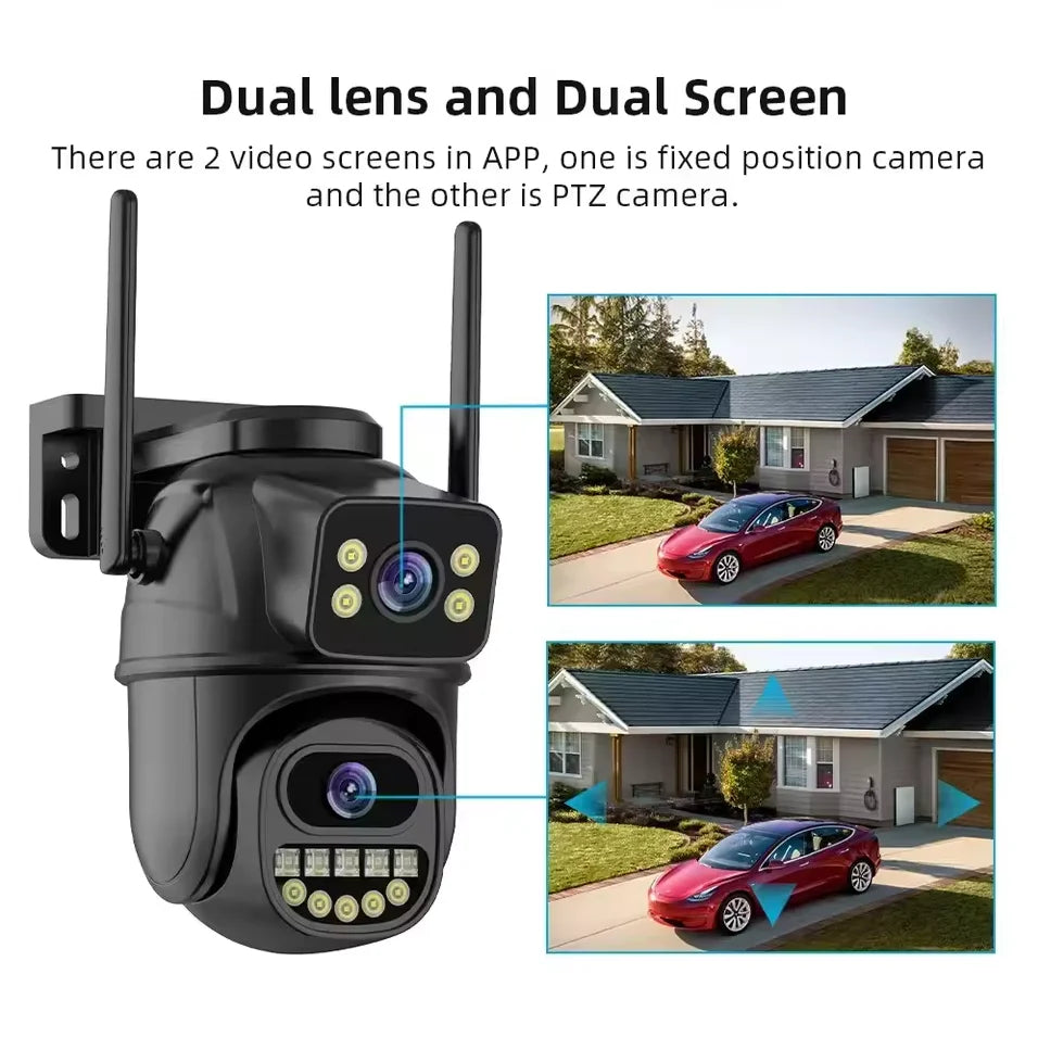 4K 8MP WiFi Surveillance Camera,AI Human Detect, Dual Lens, 4X Digital Zoom,  Outdoor Security PTZ IP Cameras