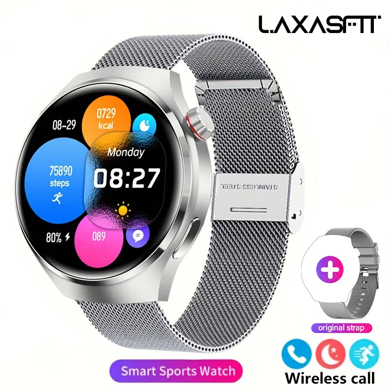 LAXASFIT 2025 New Men's Smart Watch HD Screen Heart Rate Bluetooth Call NFC Smartwatch For Men Women Holiday Gifts