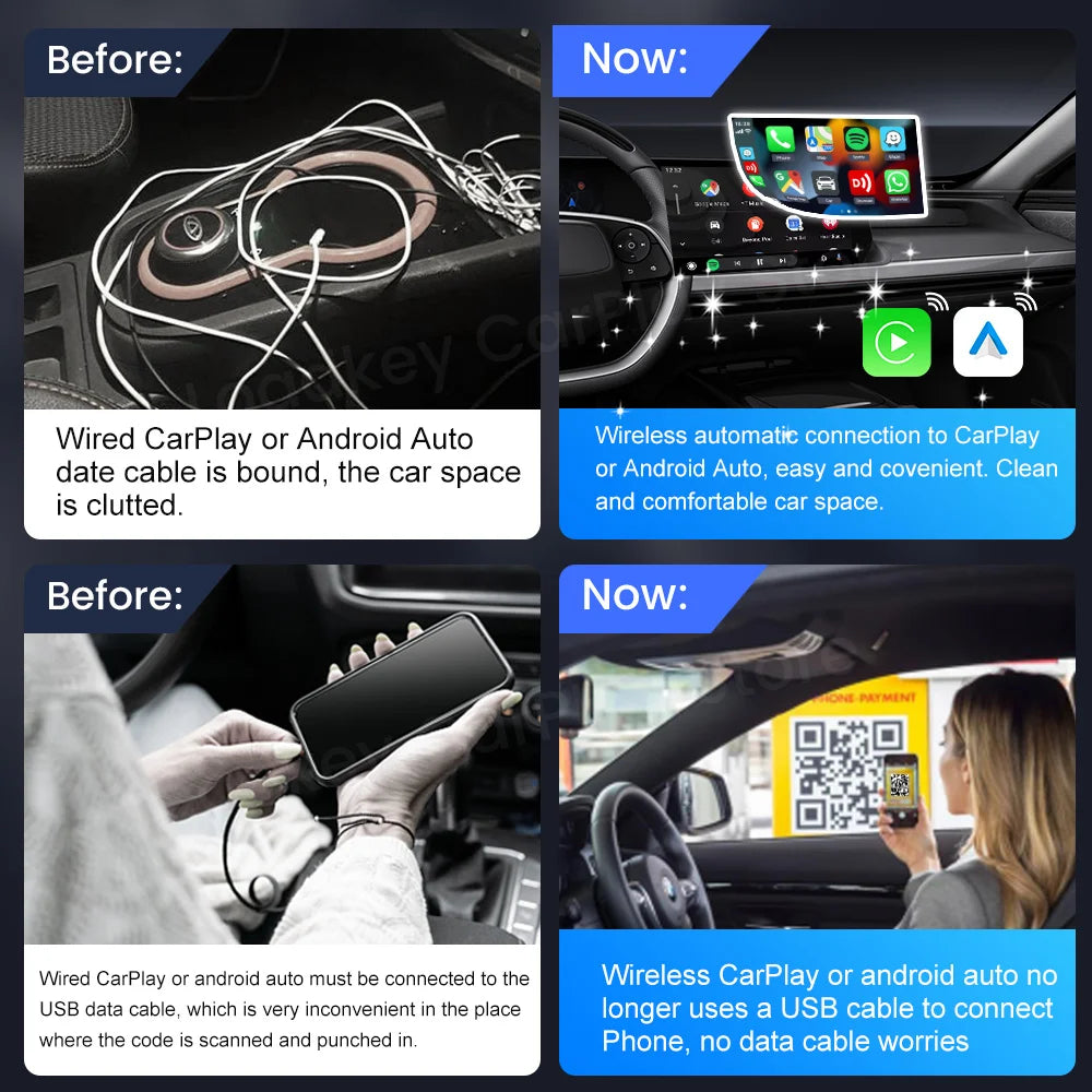 Carlinkit 5 2air Mini Ultra Wireless CarPlay Android Auto Wireless Box 2in 1 Adapter 2-Channel Work Waze Spotify 5.8Ghz WiFi GPS
