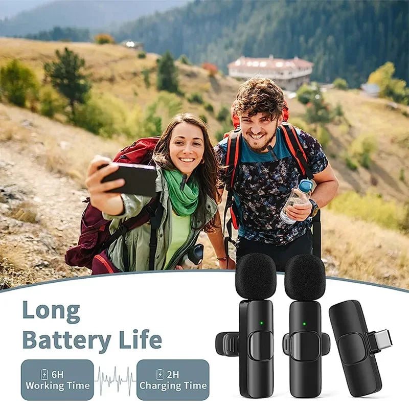 Lavalier Wireless Bluetooth Microphone Portable Audio Video Recording Mini Mic For iPhone Live Broadcast Gaming Phone Type-C