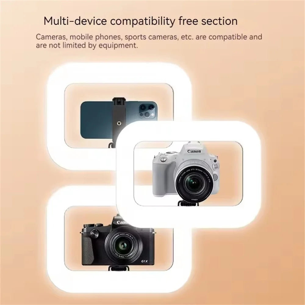 BSLIUFANG Handheld Ring LED Rechargeable Fill light Portable Mobile Phone Live Broadcast Photography Rabbit Cage Selfie Light