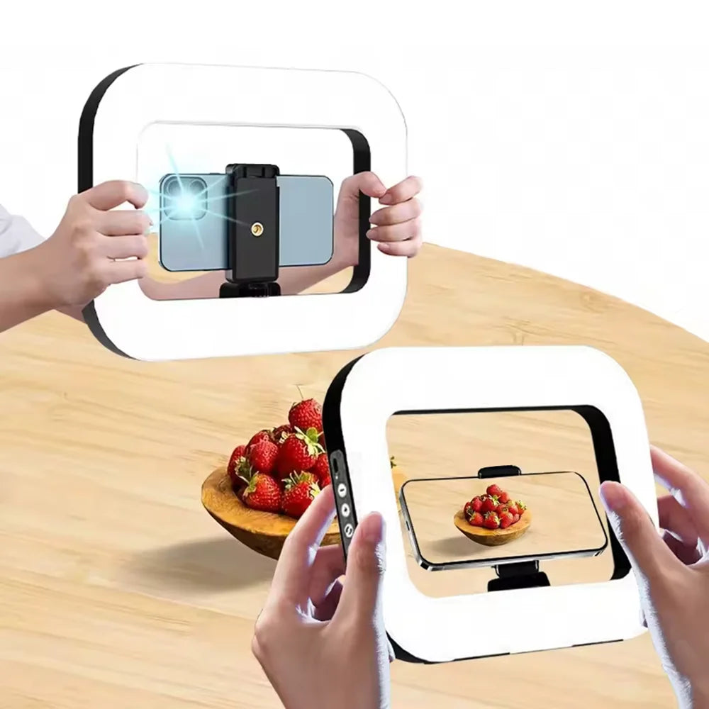 BSLIUFANG Handheld Ring LED Rechargeable Fill light Portable Mobile Phone Live Broadcast Photography Rabbit Cage Selfie Light