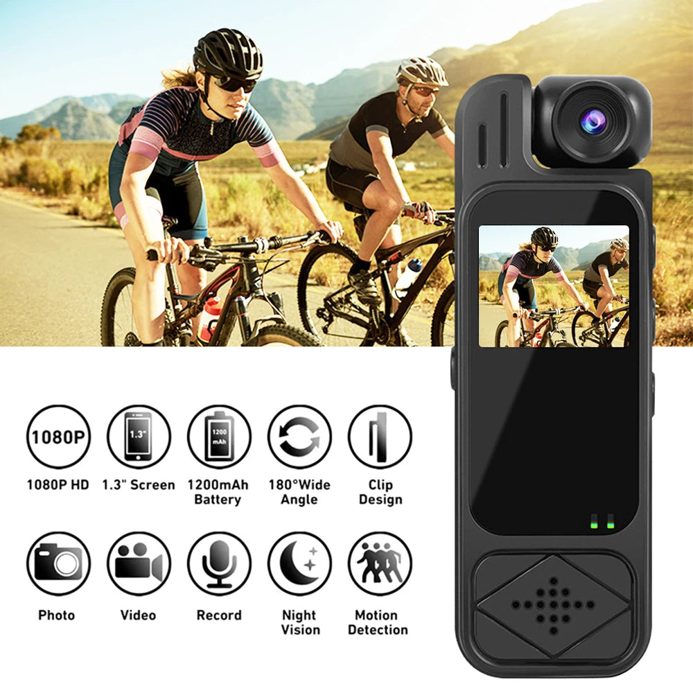 Mini Body Camera 1080P HD Sports Camera Infrared Night Vision Digital Video Recorder 1.3 Inch Bodycam Police Small Camcorder