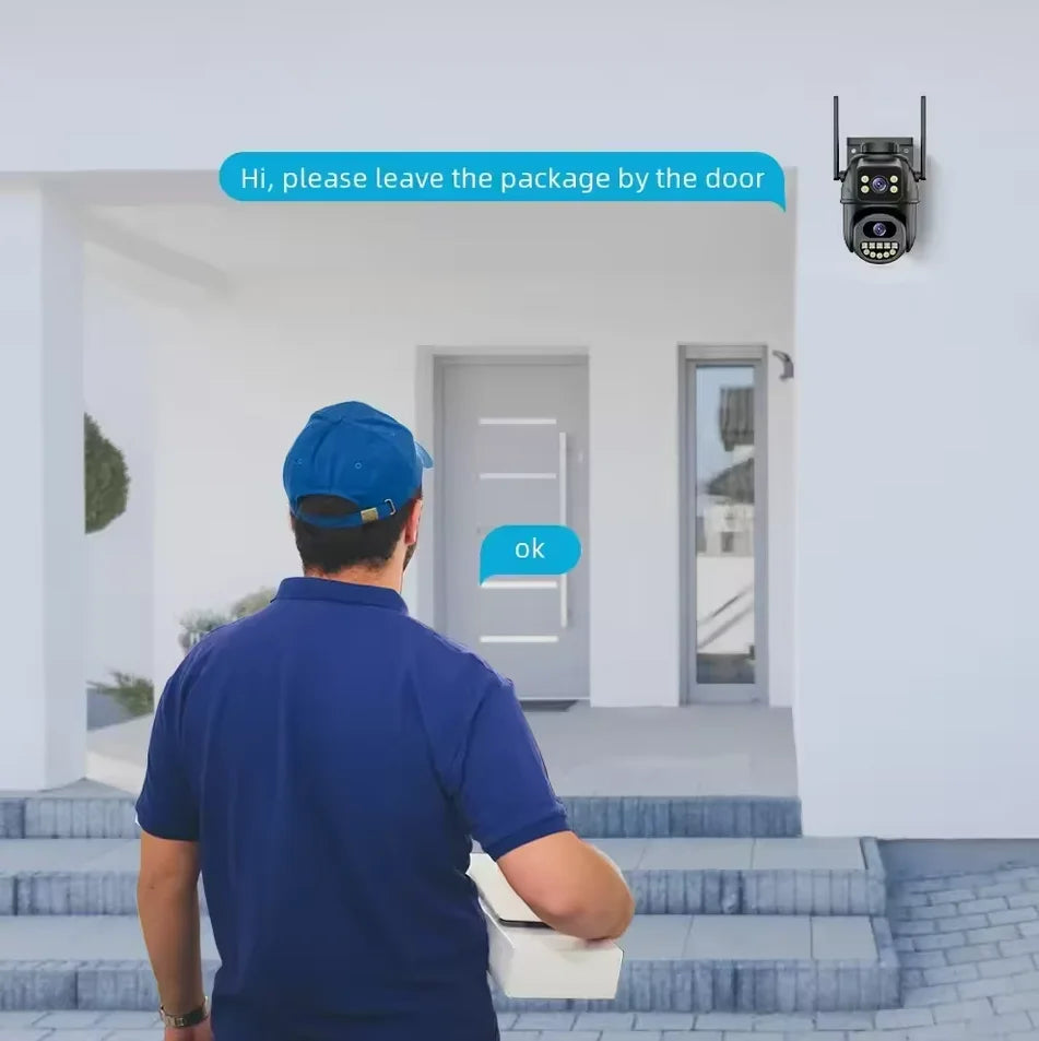 4K 8MP WiFi Surveillance Camera,AI Human Detect, Dual Lens, 4X Digital Zoom,  Outdoor Security PTZ IP Cameras