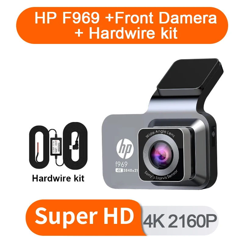 HP F969 dash cam car camera 4k HD night vision WiFi DVR video loop video parking monitoring car dashcam auto 2160 4K dash cam