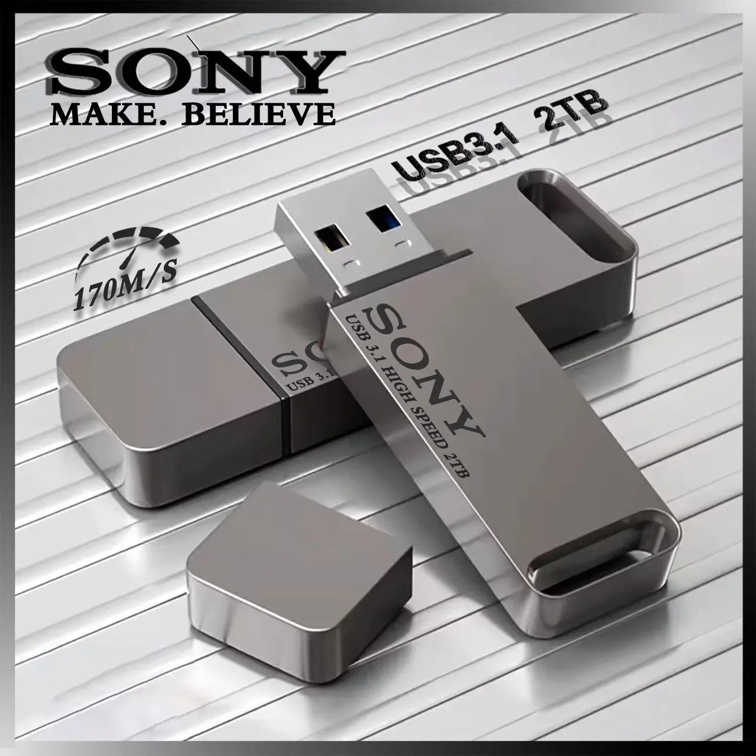 Sony 2TB USB 3.1 Type-C High-Speed Flash Drive Metal U Disk Waterproof Memory Stick for PC Phone Data Transfer